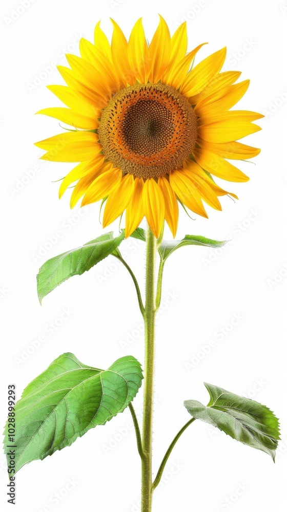 Bright yellow sunflower, white background, 4K hyperrealistic photo Bright yellow sunflower, white background, 4K hyperrealistic photo
