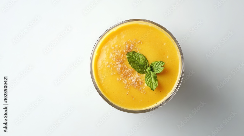 Mango Smoothie Garnished with Mint and Sugar Mango Smoothie Garnished with Mint and Sugar