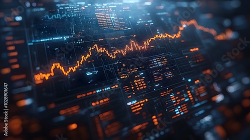 Wallpaper Mural Bright holographic chart visualizing stock return on investment, financial data in digital form Torontodigital.ca