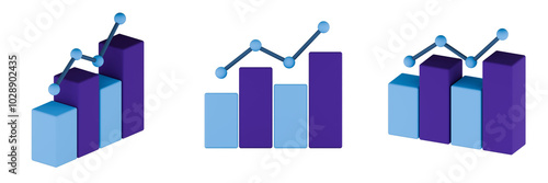 Growth chart initial investment for target focus successful new innovative technologies on isolated background. 3d render