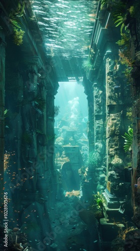 Ethereal underwater sanctuary, 4K hyperrealistic photo