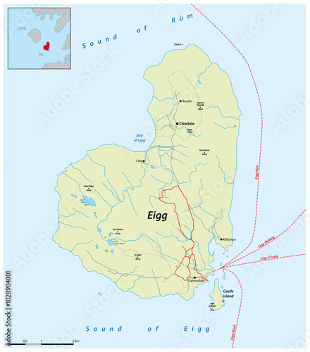 Map of the Scottish island of Eigg, Inner Hebrides, Scotland photo