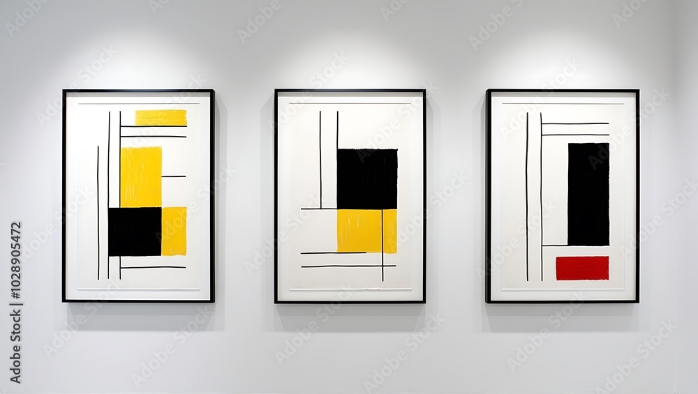 Set of three abstract digital geometric art illustrations. Set of three abstract digital geometric art illustrations.