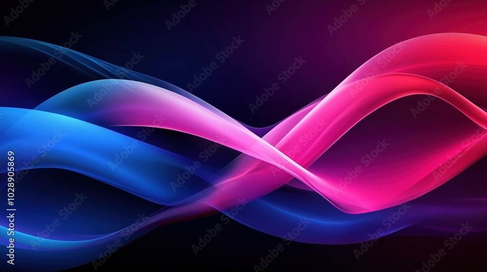 Colorful abstract waves in pink, blue, and magenta on a dark purple background. Gradient red and sky-blue tones flow across a high-resolution vector design, creating a vibrant and dynamic visual with Colorful abstract waves in pink, blue, and magenta on a dark purple background. Gradient red and sky-blue tones flow across a high-resolution vector design, creating a vibrant and dynamic visual with