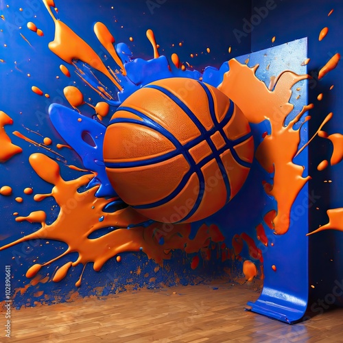 Wallpaper Mural Orange and Blue: A Basketball's Odyssey Torontodigital.ca