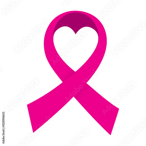 Women medical health symbol pink ribbon, heart shape inside