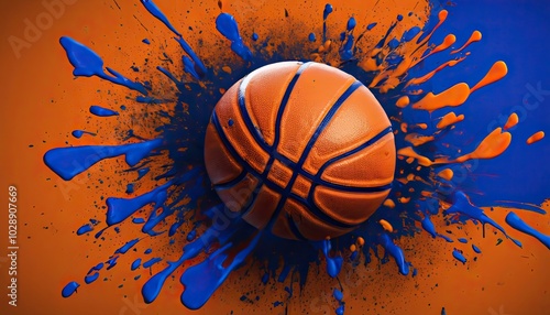Wallpaper Mural Orange and Blue: A Basketball's Odyssey Torontodigital.ca