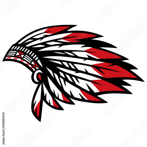 Native Indian American Hat Headdress Vector Illustration