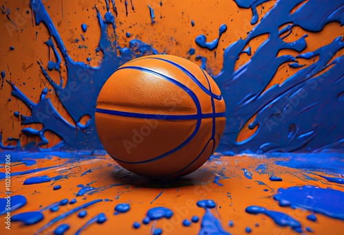 Wallpaper Mural Orange and Blue: A Basketball's Odyssey Torontodigital.ca
