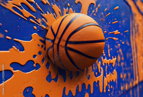 Wallpaper Mural Orange and Blue: A Basketball's Odyssey Torontodigital.ca