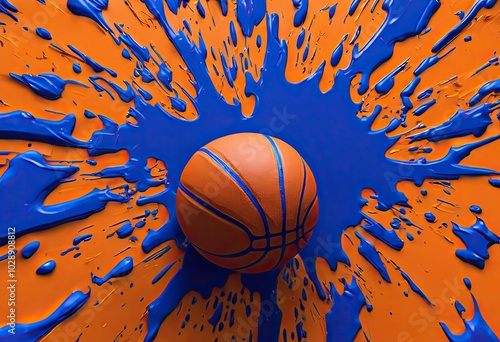 Wallpaper Mural Orange and Blue: A Basketball's Odyssey Torontodigital.ca