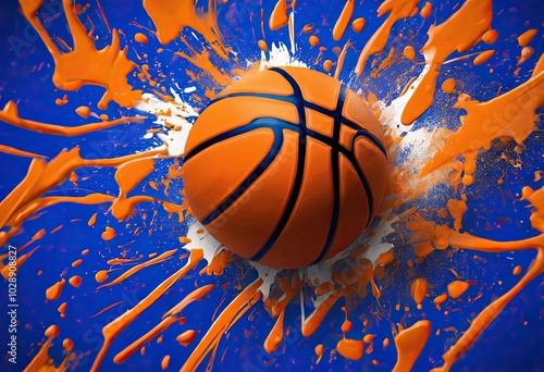 Wallpaper Mural Orange and Blue: A Basketball's Odyssey Torontodigital.ca