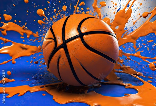 Wallpaper Mural Orange and Blue: A Basketball's Odyssey Torontodigital.ca