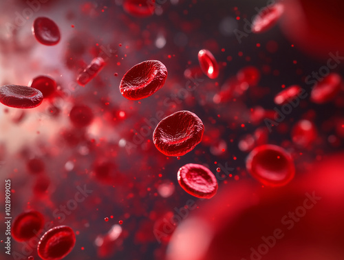 Close up footage of macro of Plasma red blood cells flowing through vein for medical and anatomy lesson