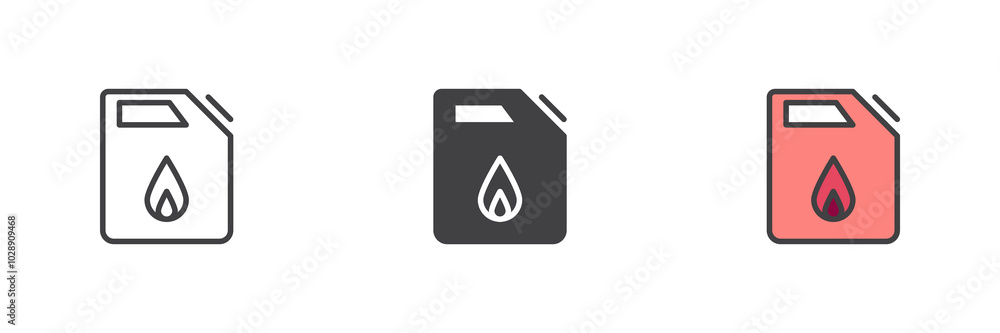 Flammable Canister different style icon set Flammable Canister different style icon set