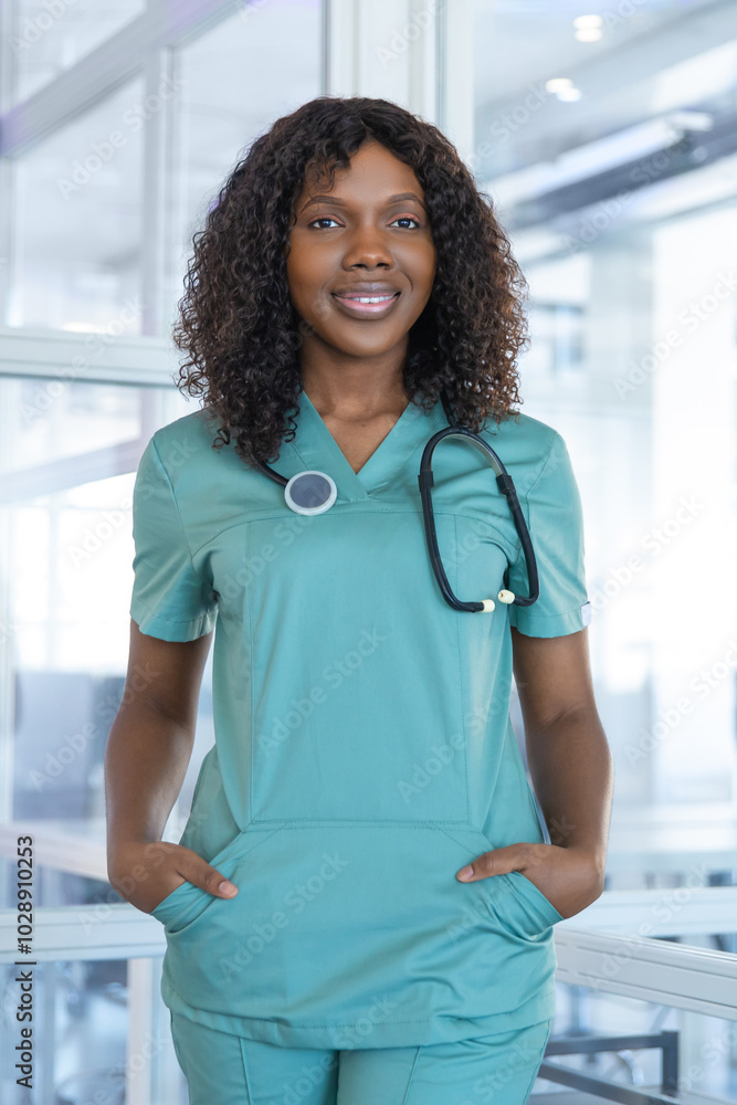 Confident good-looking african american young doctor in a lab coat Confident good-looking african american young doctor in a lab coat
