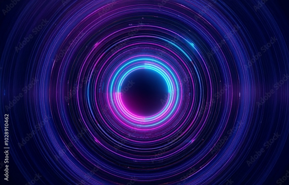 Abstract circular pattern of glowing pink and blue lines on a dark blue background. Abstract circular pattern of glowing pink and blue lines on a dark blue background.