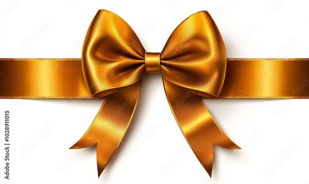The gold bow ribbon is isolated against a transparent background. Christmas and happy birthday concept. The gold bow ribbon is isolated against a transparent background. Christmas and happy birthday concept.