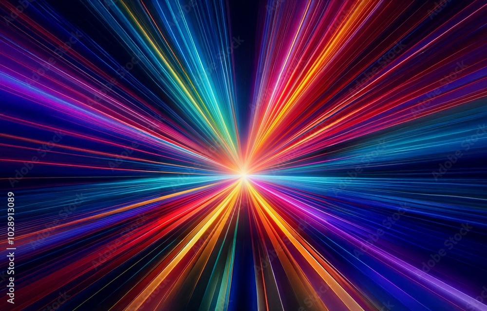 Abstract background of glowing colorful lines radiating outward from a central point.