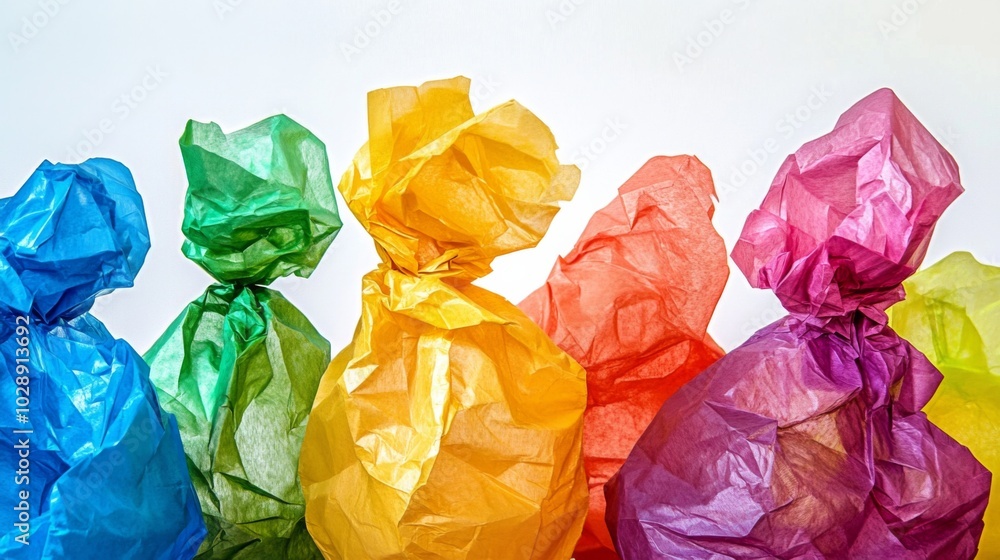 Group colorful crumpled paper balls arranged random pattern A disorder of schizophrenia Group colorful crumpled paper balls arranged random pattern A disorder of schizophrenia
