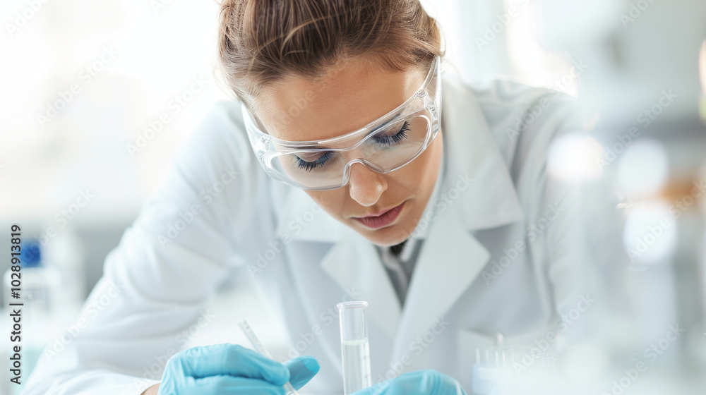 scientist is focused on conducting experiments using laboratory equipment, showcasing precision and dedication in her work scientist is focused on conducting experiments using laboratory equipment, showcasing precision and dedication in her work