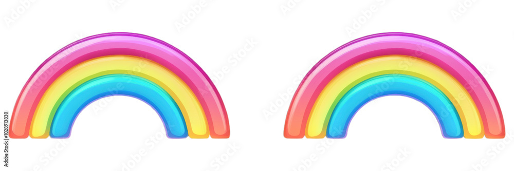 Fototapeta premium Two colorful rainbow arcs isolated transparent background