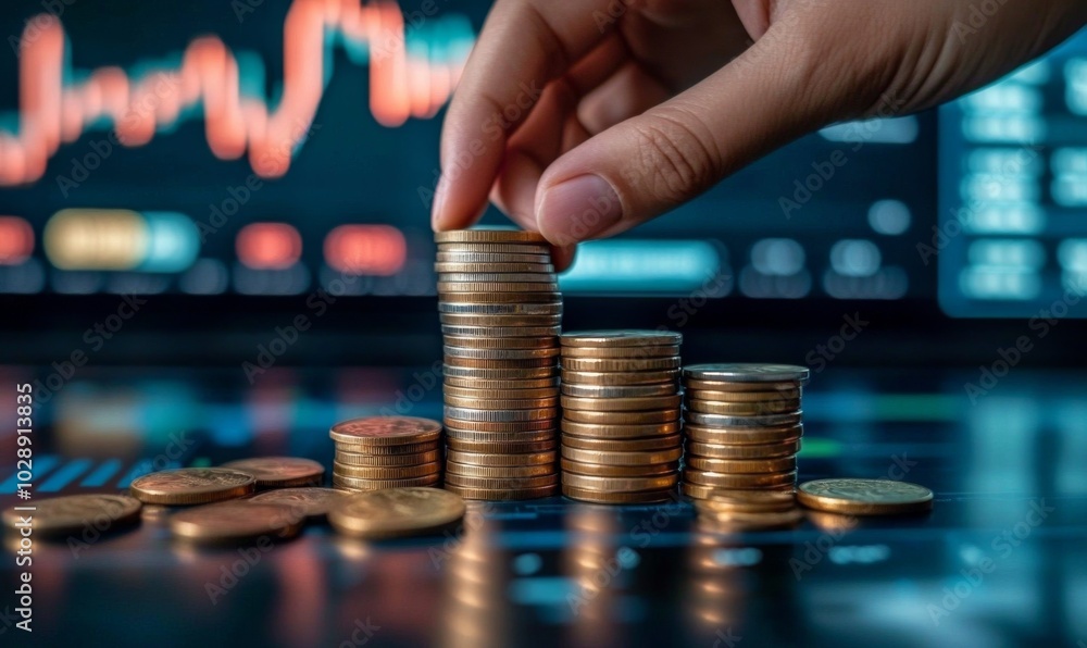 Hand placing stack coins top table are different An overview of dividends Hand placing stack coins top table are different An overview of dividends