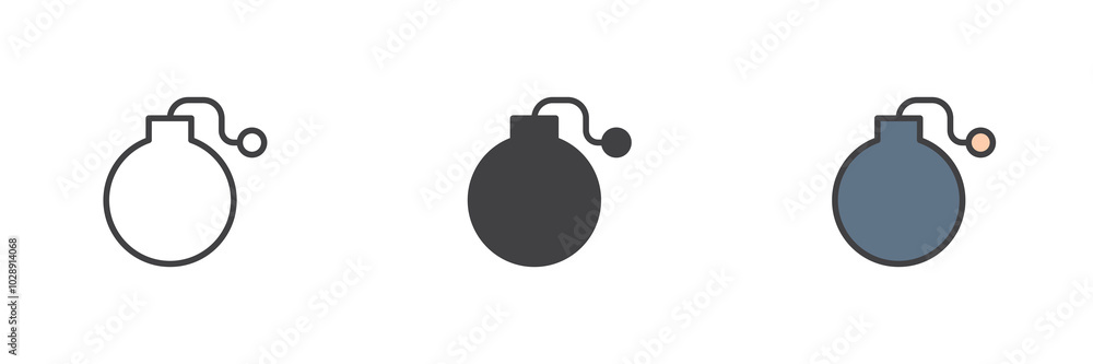 Firefighting bomb different style icon set Firefighting bomb different style icon set