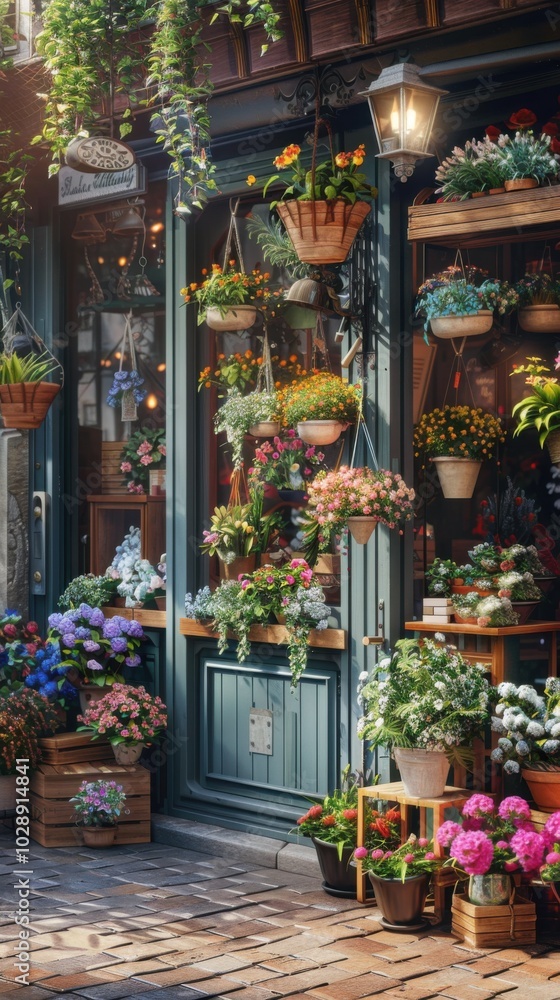 Fototapeta premium Charming flower shop with bouquets and potted plants, 4K hyperrealistic photo