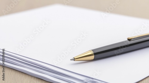 Close-Up of a Pen Laid on Several Sheets of Bond Paper, Representing Writing, Documentation, and Professionalism in Creative and Corporate Settings.