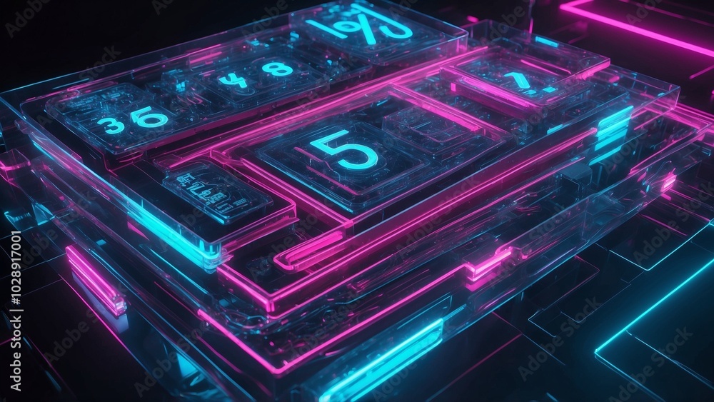 Transparent Holographic Numbers in Neon Pink and Cyan Transparent Holographic Numbers in Neon Pink and Cyan