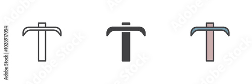 Firefighter pickaxe different style icon set