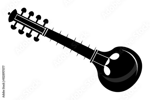 Sitar Silhouette | vector silhouette illustration on white background