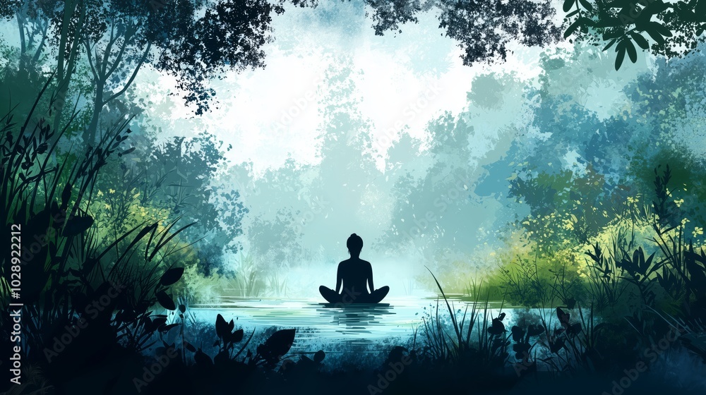 Serene Meditation Scene in Nature Serene Meditation Scene in Nature