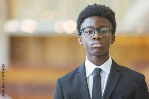 A Black Afro-American student celebrates winning a debate competition, showcasing academic achievement, confidence, and the importance of speech and intellectual skills in shaping future success.