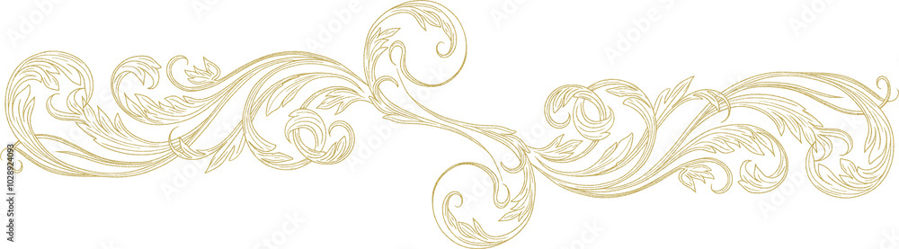 Fototapeta premium Vintage Baroque fine Line Borders in gold style
