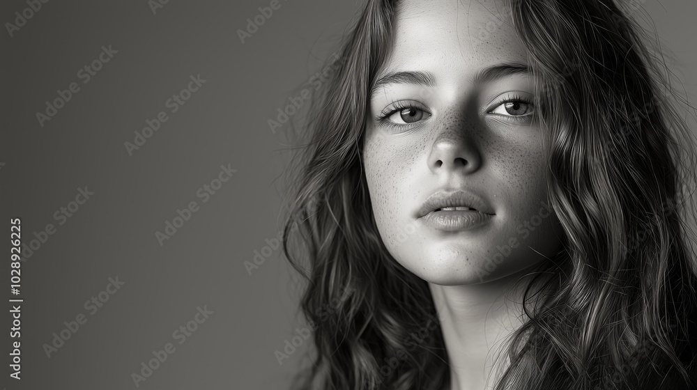 Soft Monochrome Portrait of Young Woman Soft Monochrome Portrait of Young Woman