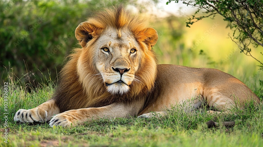 Fototapeta premium the king of the jungle lion in the wild