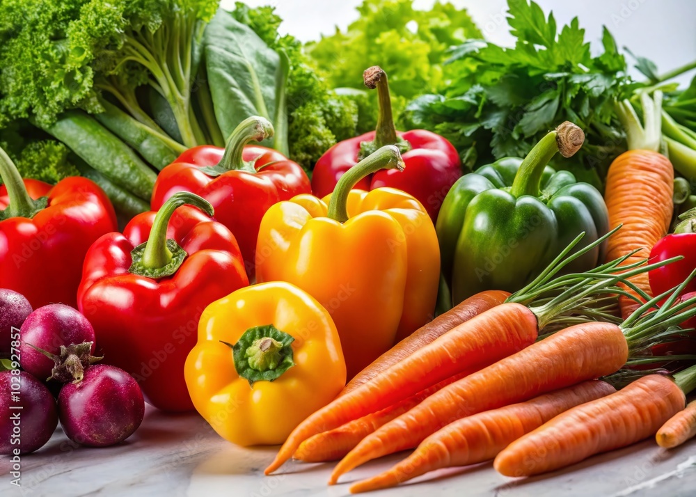 Fresh Produce Showcase: Vibrant Vegetables Collection on White Backdrop for Culinary Inspiration Fresh Produce Showcase: Vibrant Vegetables Collection on White Backdrop for Culinary Inspiration