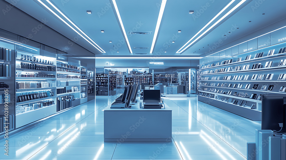 Interior of electronics store Interior of electronics store