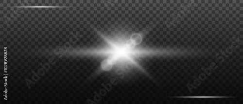 Sunlight flare isolated. Magic explosions with sparks and starlight for blazing sun and luminaries with geometric vector blur