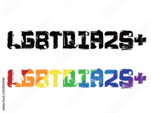 Roughness A019 text LGBTQIA2S+ roughness texture shows the LGBTQIA Culture with vector illustration graphic EPS 10
