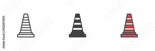 Traffic cone different style icon set