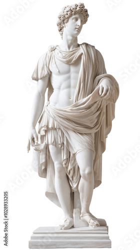 Classical Marble Statue of Male Figure Isolated on transparent Background