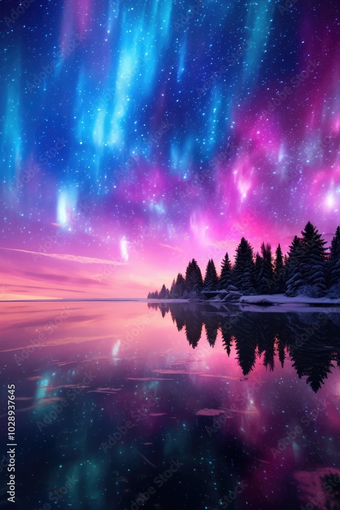 Beautiful aurora borealis over the mountains Beautiful aurora borealis over the mountains