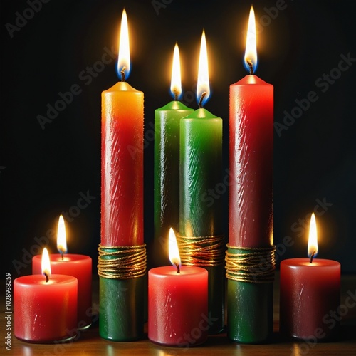 Festive Unity: A Celebration of African American Heritage, Kwanzaa Design with Candles photo