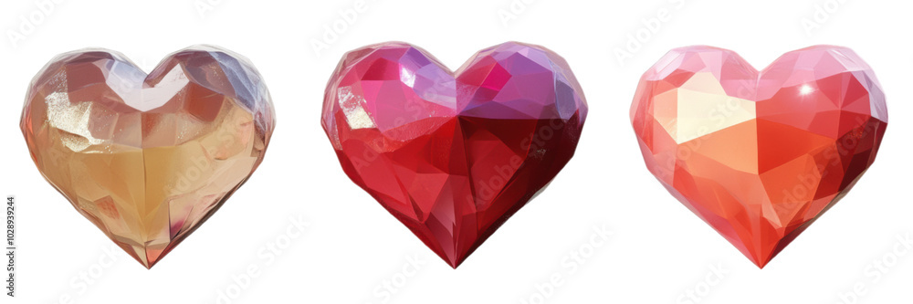 Three Shiny Red Pink and Gold Hearts for Valentine s Day Three Shiny Red Pink and Gold Hearts for Valentine s Day