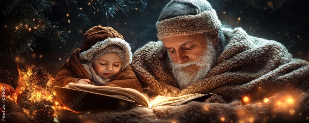 Grandfather and Grandchild Sharing a Cozy Moment by the Fire, Embracing the Warmth of Family and Holiday Traditions Generations United in the Joy of Storytelling and Togetherness Grandfather and Grandchild Sharing a Cozy Moment by the Fire, Embracing the Warmth of Family and Holiday Traditions Generations United in the Joy of Storytelling and Togetherness
