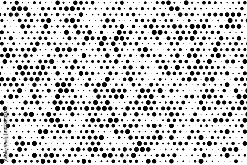 Minimalist staggered dotted grid with random sizes