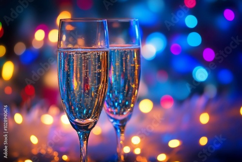 Celebrate the Arrival of the New Year with a Festive Party, Complete with Gold Glitter, Sparkling Champagne, and the Perfect Atmosphere for an Unforgettable Night photo